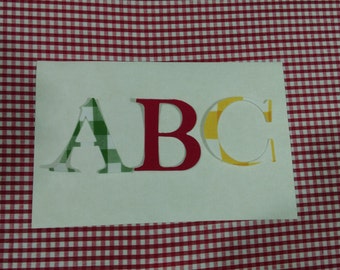 Iron on letters or numbers no sew or sew on fabric applique mix personalise banners / bunting / signs / PARTY BAGS / Christmas stockings
