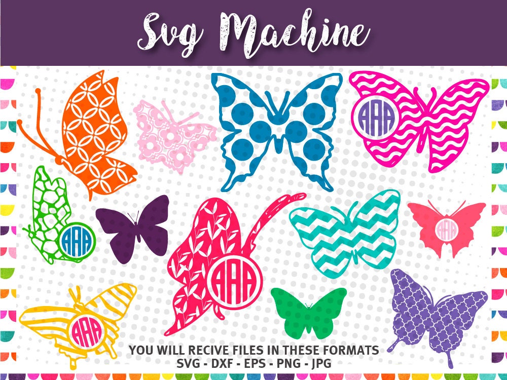 Download Butterfly Monogram Frame SVG Cut Files Chevron Butterfly svg