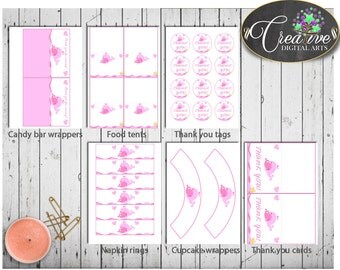 Decorations, Baby Shower Decorations, Pink Whale Baby Shower Decorations, Baby Shower Pink Whale Decorations Pink thank you cards - wbl02