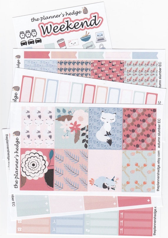 Autumn Slumber weekly planner stickers - a la cart