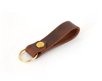 Leather Keyring - Leather Keychain - Quality Vegetable Tanned Leather - Personalised Keychain - "Týr" - Dark Brown - Handmade in UK