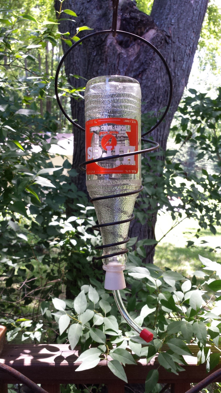 Vintage Hires Root Beer Bottle Hummingbird Feeder