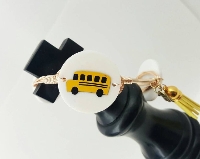 SALE 15% off School bus wire wrapped bracelet, bangle, bracelet