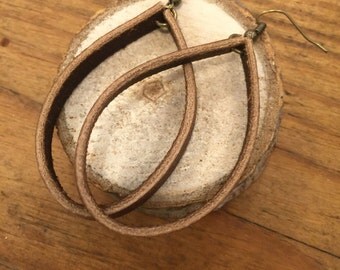 Leather hoop earrings