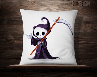 Grim Reaper Skeleton | Spooky | Halloween Throw Pillows | Halloween Decorations | Halloween Gift | Halloween Decor | Halloween Pillow