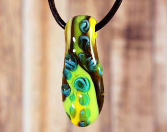 Hippie Glass Pendant, Glass Pendant Necklace, Heady Pendant, Handmade Glass Pendant, Trippy Pendant, Glass Jewelry, Unique Jewelry