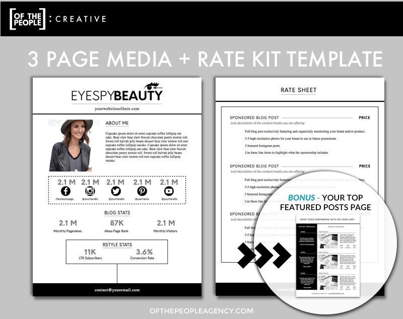 3-Page Media Kit Template Press Kit for Bloggers