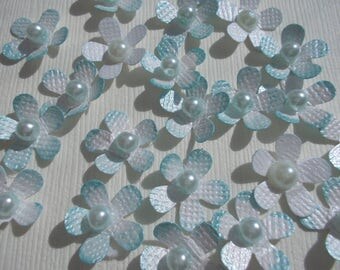 Baby Boy Shower Paper Flowers Turquoise Blue Decor Paper Embellishments Mini Scrapbook Flowers Card-Making Flowers Paper Blooms Punchies