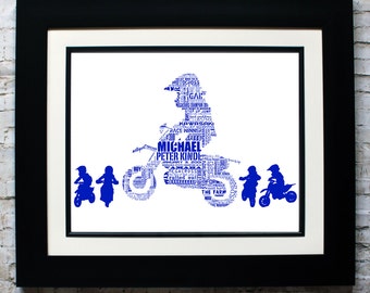 Custom Motocross Biker Silhouette Word Art, Custom Silhouette Name Sign with Word Art, Custom Silhouette Gift, Motocross Gift, MX Biker Gift