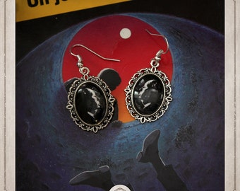HITCHCOCK earrings silver cabochons oval 13x18mm portraits Alfred Hitchcock BOCA008