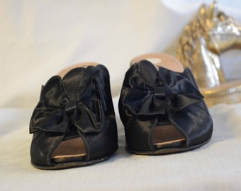 Black Satin Boudoir heel