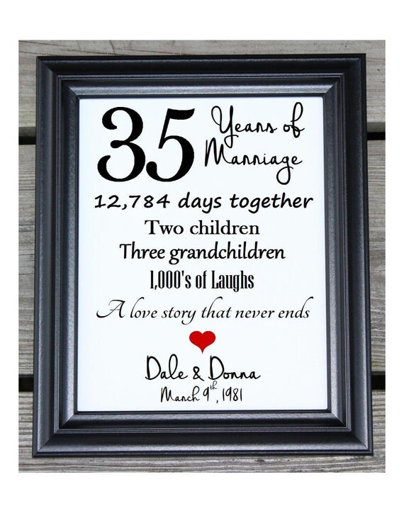 35th Anniversary Cotton Print 35th Wedding Gift 35 Years