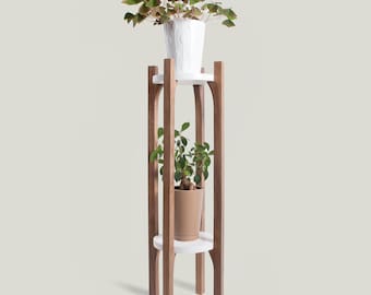Walnut Double Plant Stand