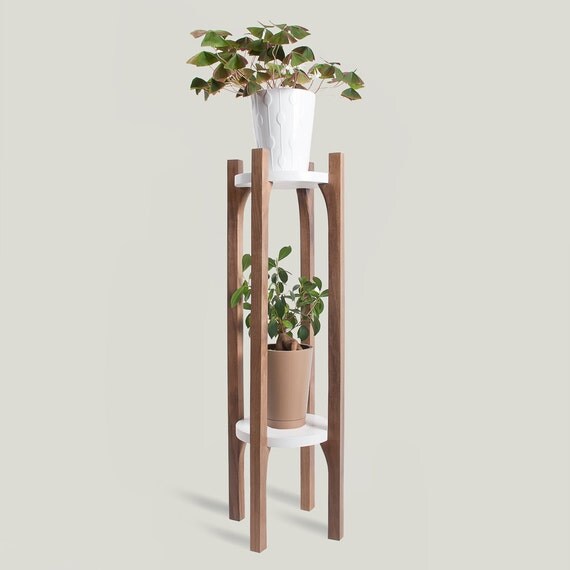 Walnut Double Plant Stand