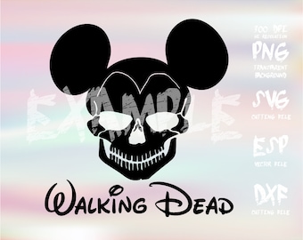 Mickey Skull Walking dead ,clipart,SVG,PNG 300dpi ,ESP vector