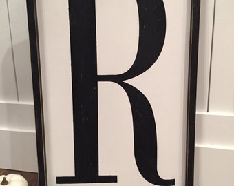 Big 24x16 letter sign | framed letter sign | fixer upper letter sign | vintage letter sign | capital letter sign | alphabet sign | monogram