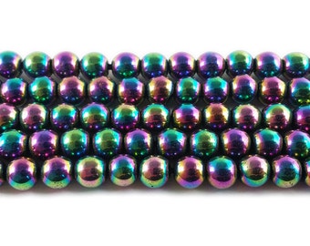 Rainbow Spectrum Hematite Round Gemstone Beads