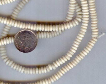 AA Quality Natural Ivory Color Bone Disc Beads 5mm 16" strand