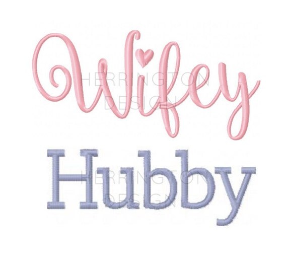 Set of 2 wifey and hubby embroidery design embroidery font 4x4 5x7 6x10 Set of 2 wifey and hubby embroidery design embroidery font 4x4 5x7 6x10