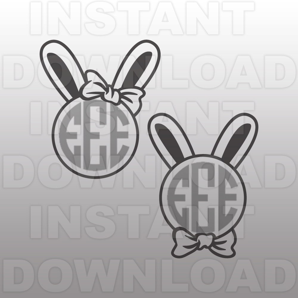 Download Bunny Monogram SVG Bunny Ears SVG File Vector Clip Art for