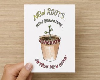 New Roots New Beginning New Home Congratulations Recycled Paper Folded Greeting Card
