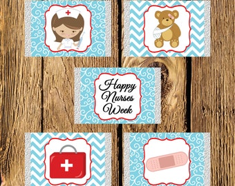 Nurses Week Brunette Mini Candy Bar Wrappers - Instant Download