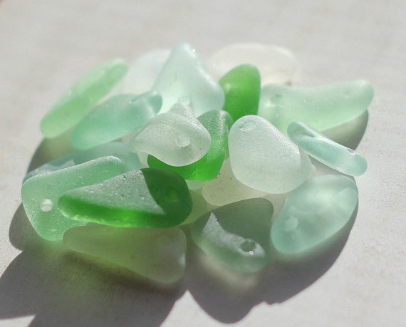 Sea Glass Beads Drilled Sea Glass 20 Pieces By Borealisseaglass