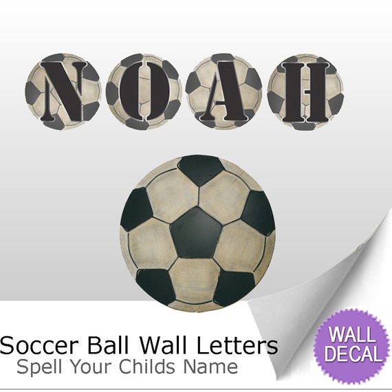 Alphabet Letter Name Wall Sticker Decal Soccer Ball Letters