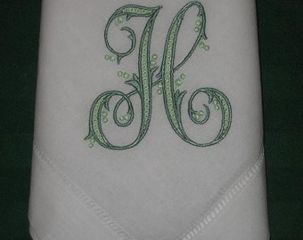 Personalized Linen hemstitched dinner napkins, Set of 12 with FREE shipping in the US