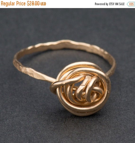 SALE Gold knot ring, Alternative engagement ring Simple gold ring in