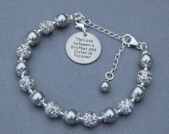 Brother Sister Gift, Sister Jewelry, Sister Bracelet, Phrase Jewelry, Gift from Brother, Under 25, Sibling Gift, Brother Sister Love