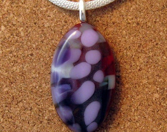 Fused Glass Pendant - Pebble Pendant - Fused Glass Jewelry - Glass Pendant - Purple Glass Pendant - Purple Fused Glass Pendant