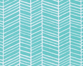 Cotton Fabric by the Yard, Herringbone fabric, True Colors fabric, Quilt fabric, Aqua fabric, Aqua Herringbone fabric by Joel Dewberry