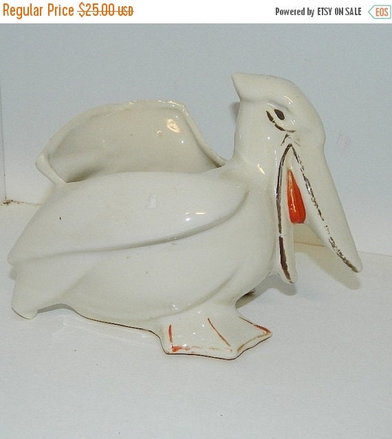 HUGE SALE Vintage Pottery Planter Pelican by TheIDconnection