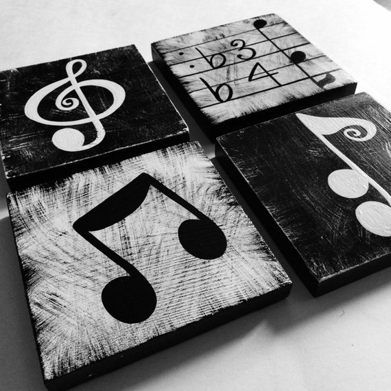 Music Inspired Black and White Wall Art Set of 4