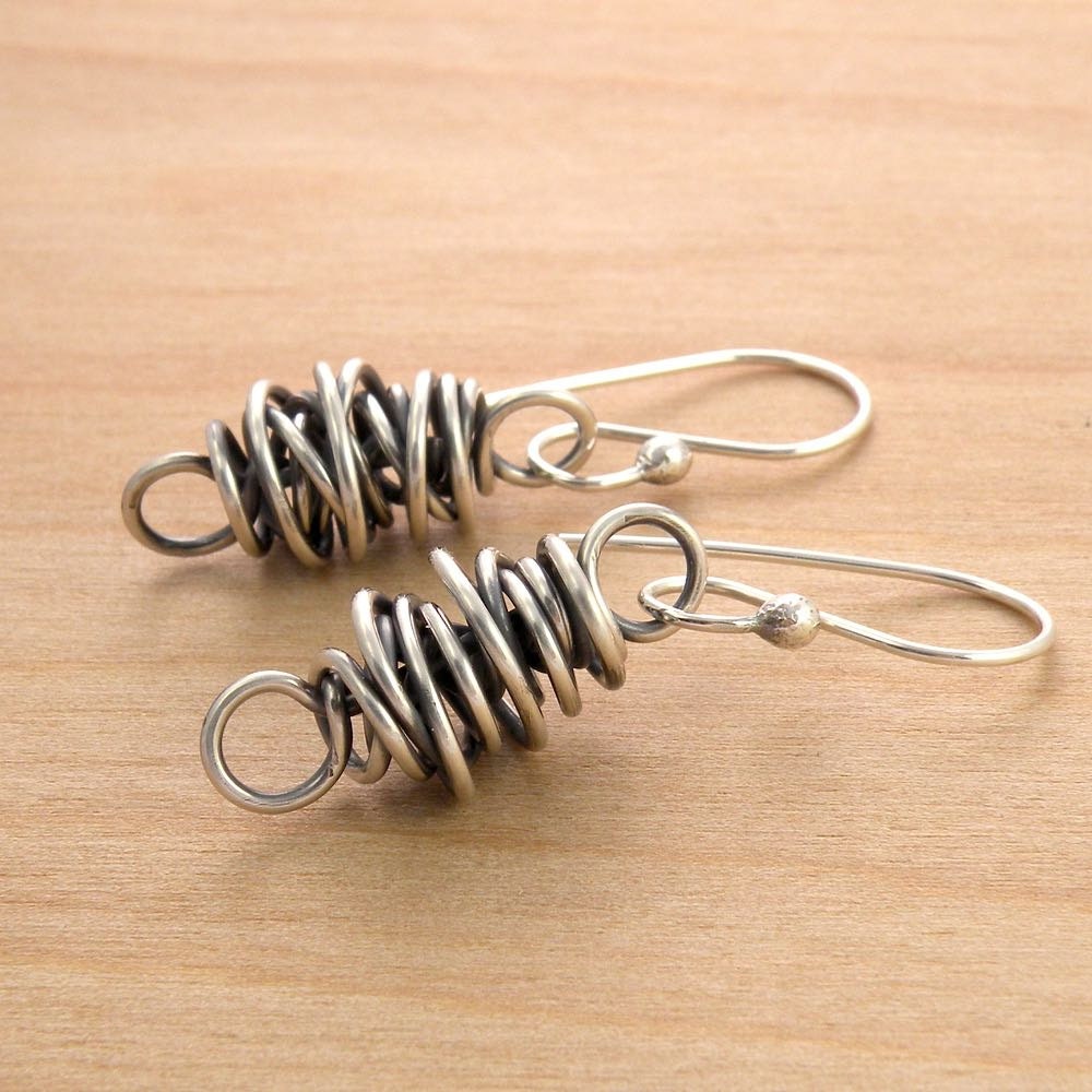 Sterling Silver Twisted Wire Earrings Wire Wrapped Dangle