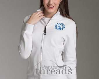 Monogram Sweatshirt, Monogrammed Zip Up, Charles River Women's Onyx Jacket, Personalized, Full Zip, Preppy, Monogrammed Jacket