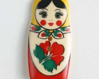 Russian Nesting Doll Babushka Button 40mm