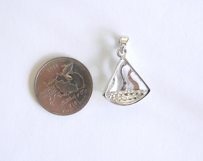 Silver-tone Rhinestone Sailboat Pendant - Nautical