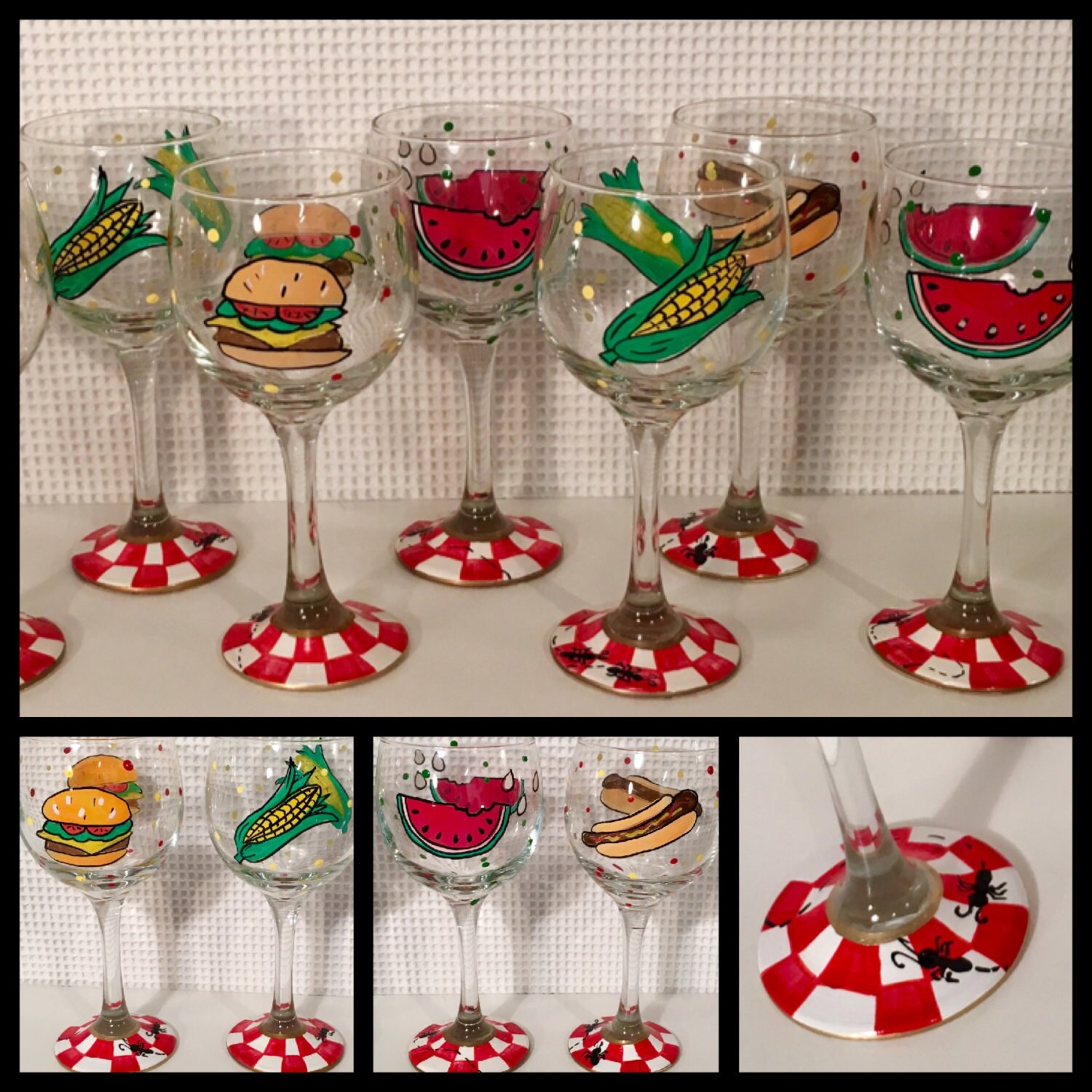 Painted wine glass barbecue picnic wine glass custom painted