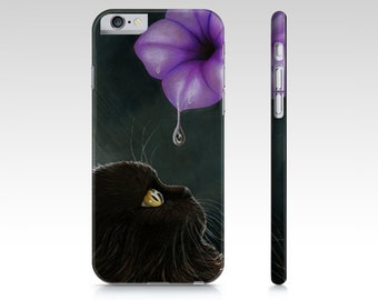 Cat Cell Phone Case Cat 514 Black Persian Flower - Iphone 7, 6/6s, Plus, 5/5s, Samsung Galaxy S5, S4, S3 art by L.Dumas