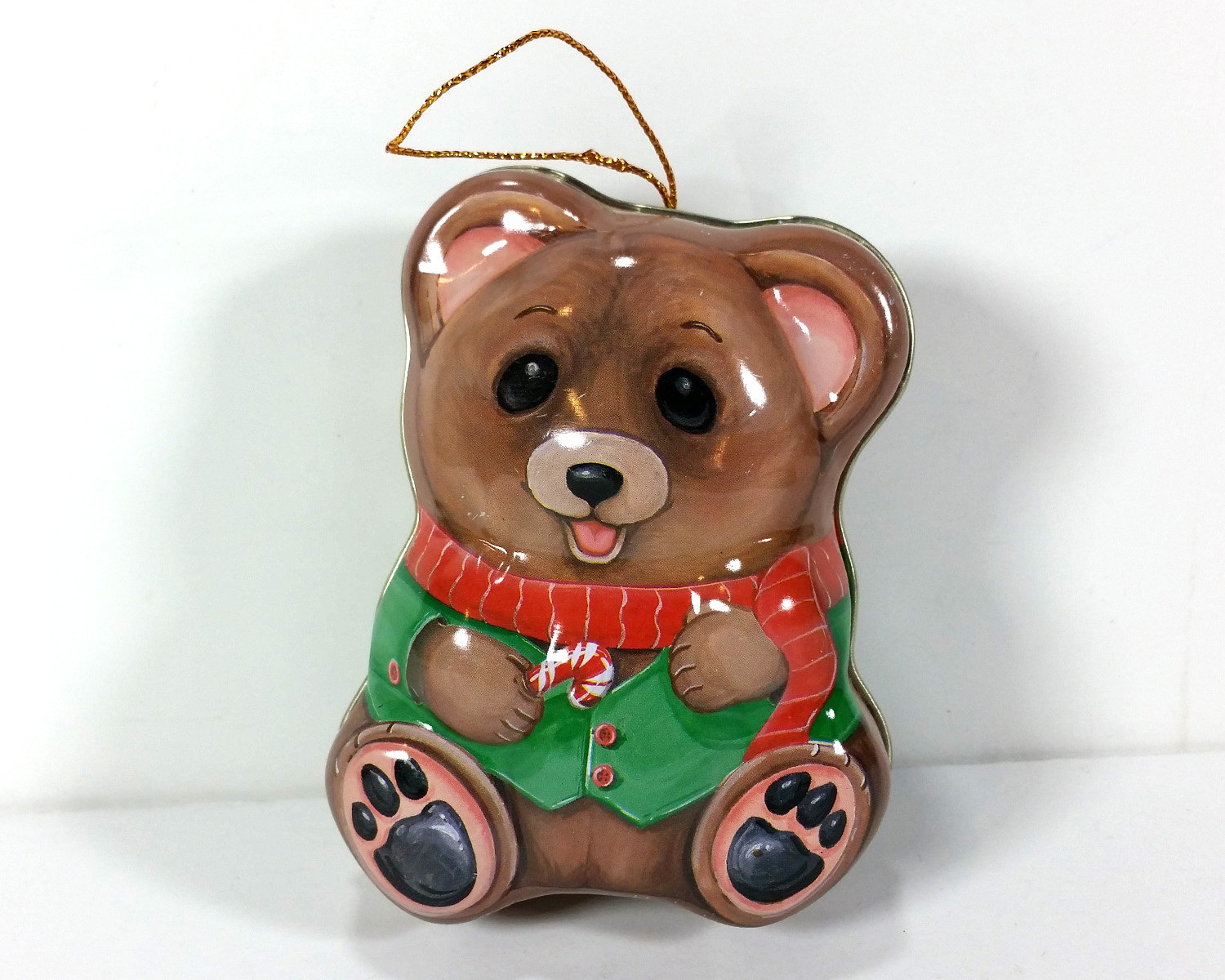 Vintage Teddy Bear Shaped Ornament, Metal Tin Haute Juice