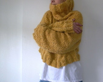 Easy Like Sunday. oversized sweater knitting pattern . cropped sweater pattern . cowl neck chunky knit sweater pattern . pdf knit pattern