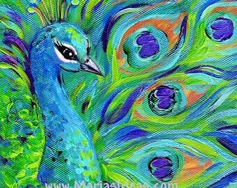 Peacock print, peacock, wall art, Bird print, peacock painting, Bird art, Signed Print, proud peacock