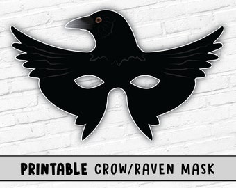 Raven Mask | Printable Halloween Mask | Crow Mask | Kids Party Mask