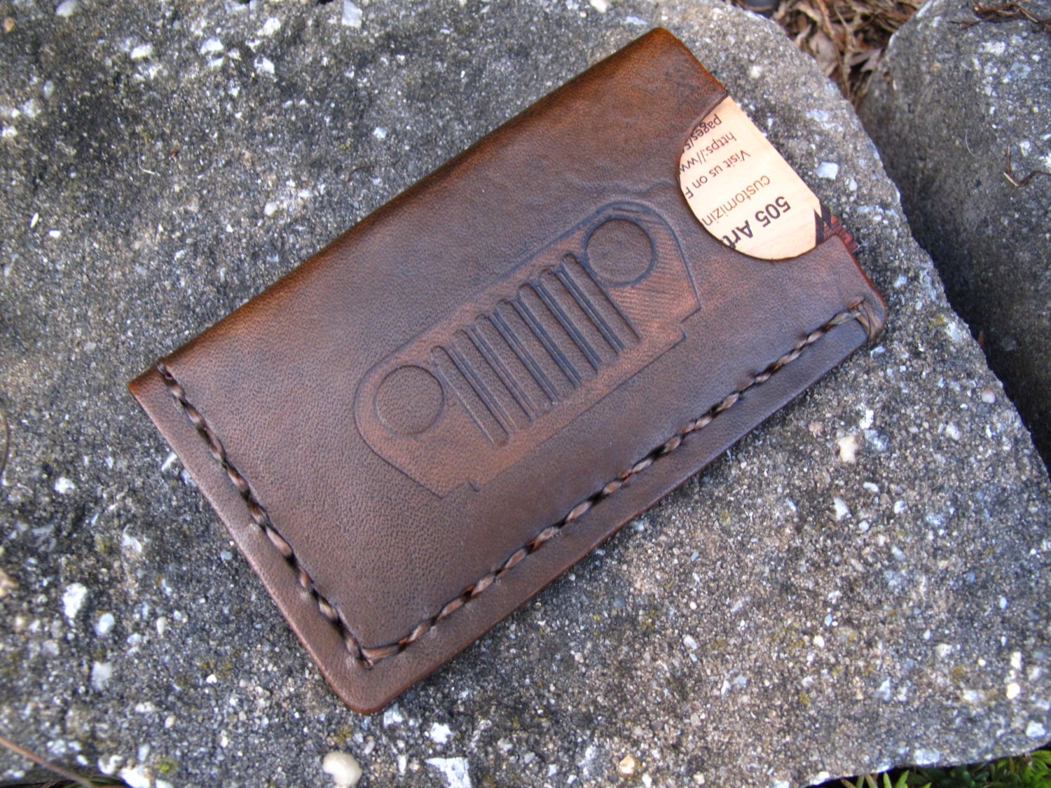 Jeep Grill Leather Business Card holder/case/sleeve hand