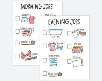 Kids Chore Chart Printable Morning and Evening AZ105