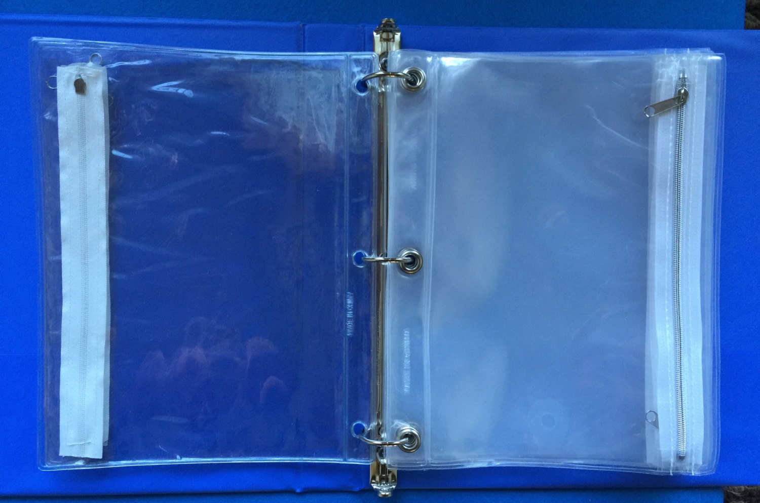 Clear Vinyl Zippered Pouches. Fit in a Standard 3Ring Binder.