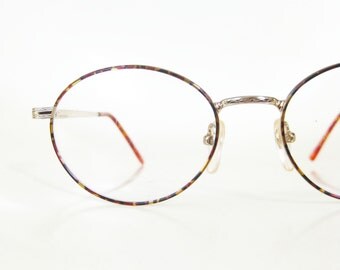 Round Wire Rim Eyeglasses Mottled Red 1980s p3 Glasses Sunglasses Indie Hipster Chic Deadstock NOS New Old Stock 80s Eighties