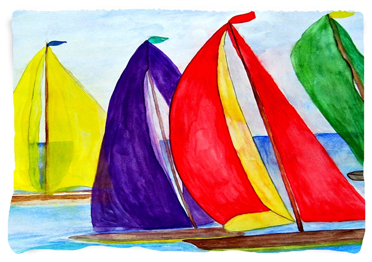 Colorful Sails Sailboats Nautical Throw Blanket from my